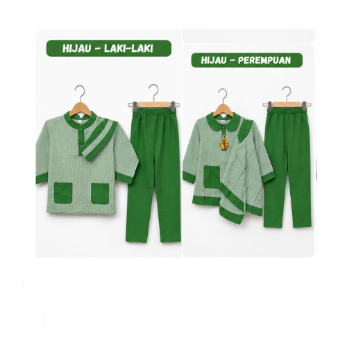 1 SET SERAGAM  MUSLIM ANAK TK/PAUD HIJAU