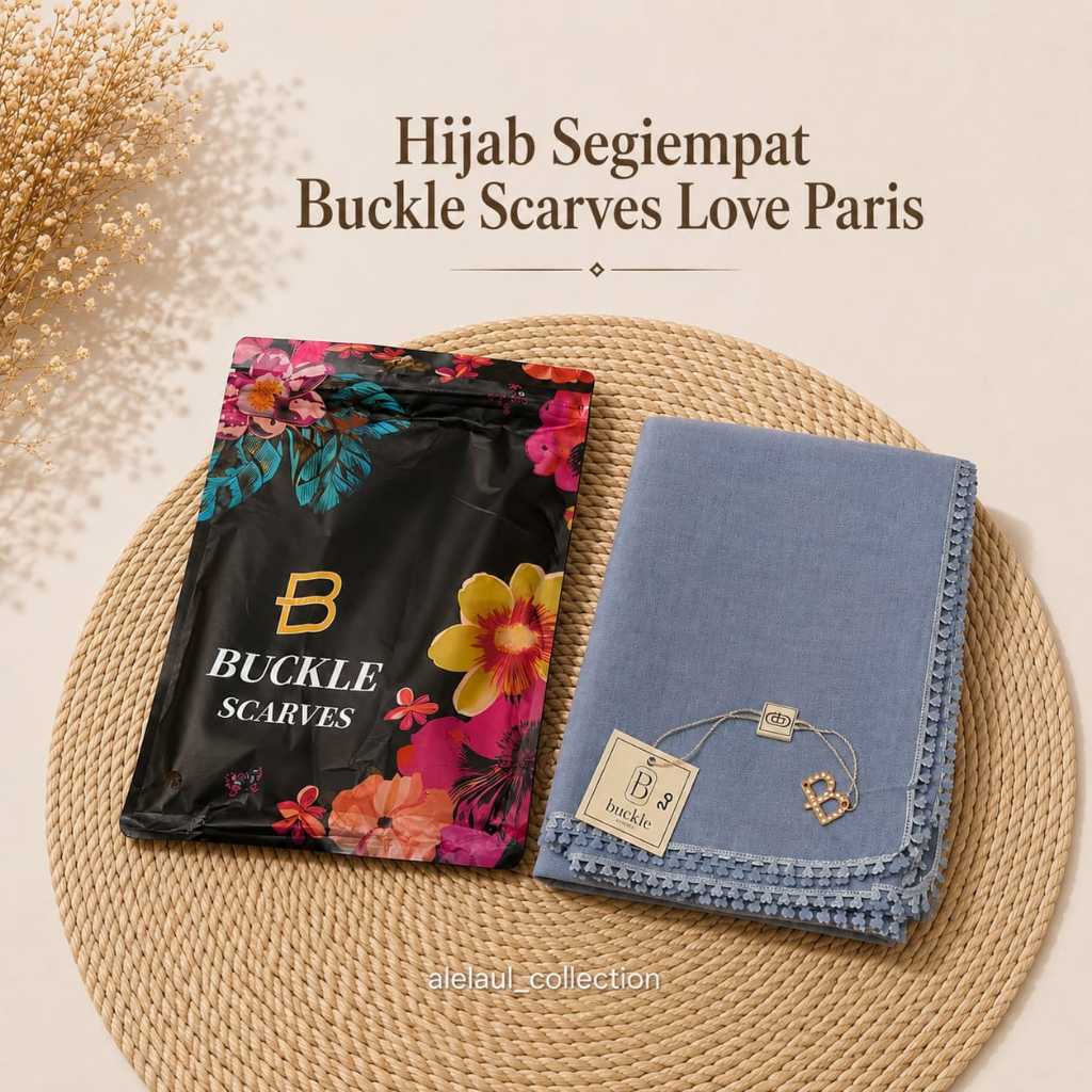 SEGIEMPAT PARIS BUCKLE VINTAGE Hijab Segi4 Love Paris Ori Buckle Scarves