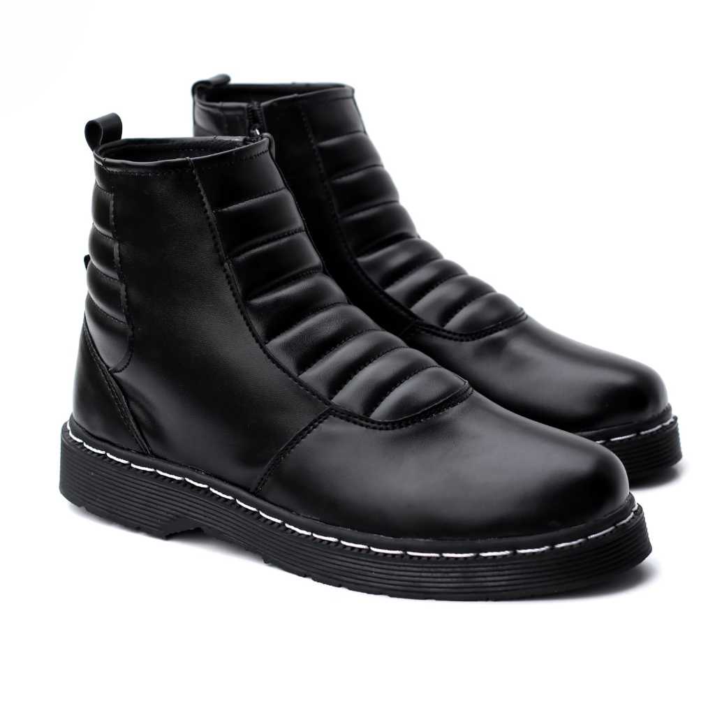 DEMOUS - Sepatu Formal Boots Hitam Resleting Pantofel Kerja Pria