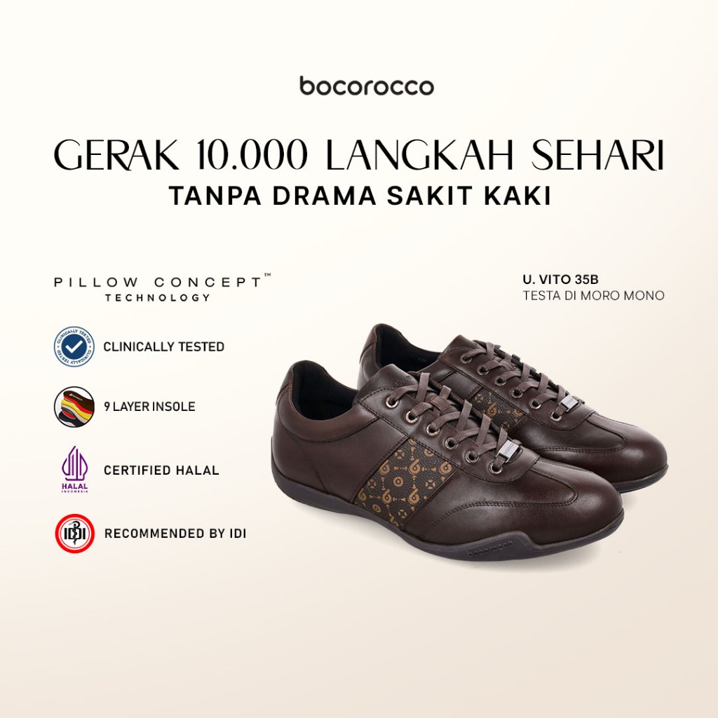 Bocorocco U. Vito 35B Testa Di Moro Mono - Sepatu Sneakers Kets Hitam Pria