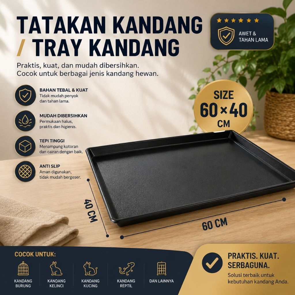 Tray Kandang 60x40 CM Tatakan Kandang Plastik Tebal Anti Bocor