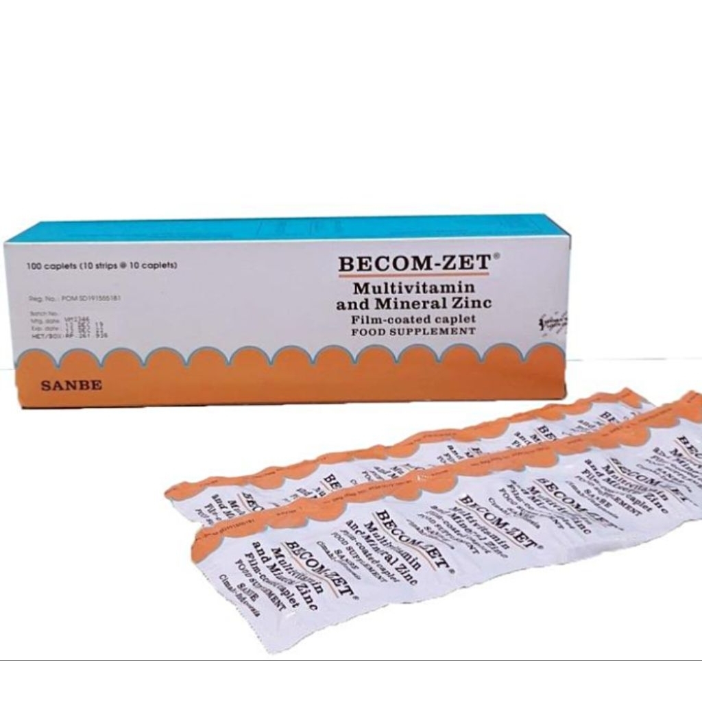 Multivitamin Becom-Zet 1 Strip 10 Kaplet - Suplemen Vitamin B, C, E, dan Zinc