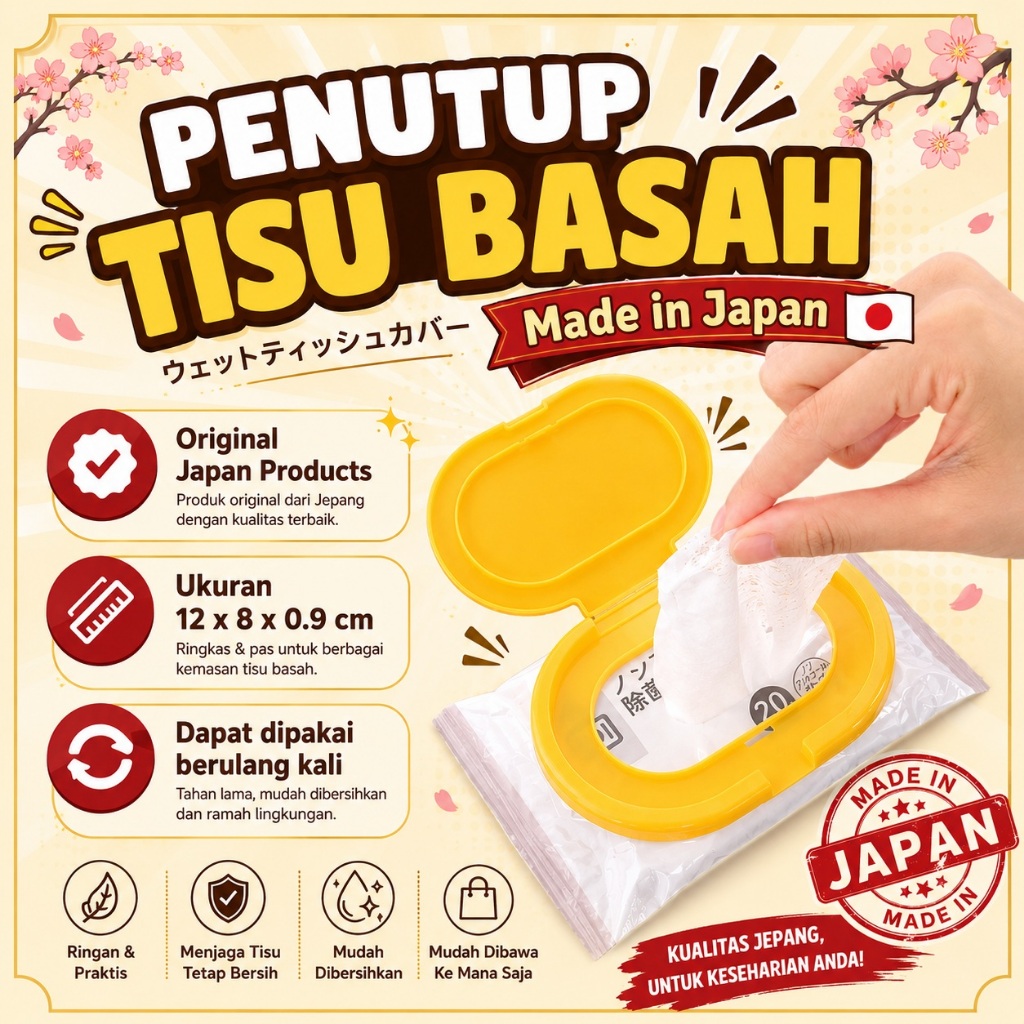 Disney Winnie The Pooh Penutup Tutup Tisu Tissue Basah Wet Wipes Cover Lid Kuning Made in Japan