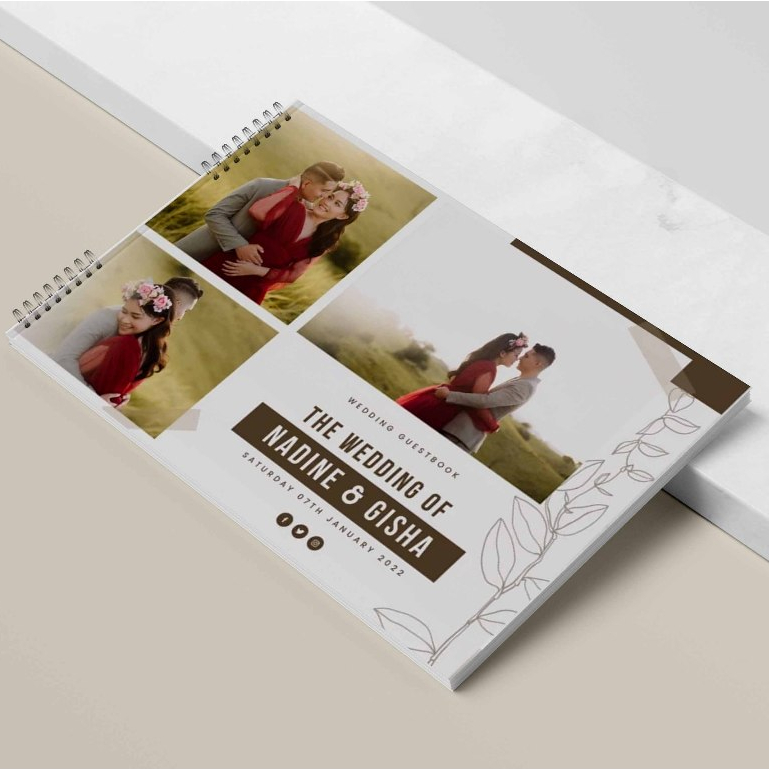 BUKU TAMU PERNIKAHAN HARD COVER DESIGN TEMPLATE JILID SPIRAL CETAK FULL COLOUR