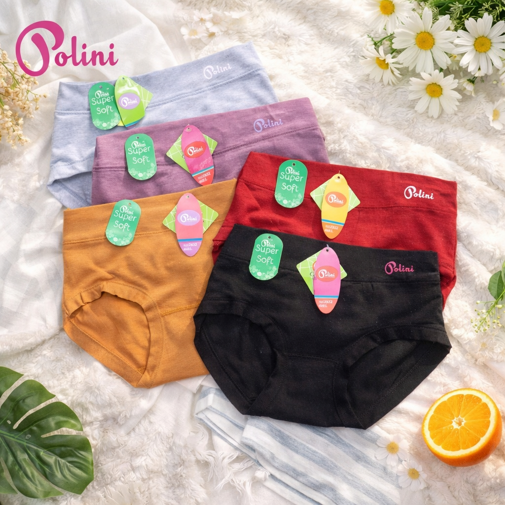 6PCS Celana Dalam Brieft Wanita MID Waist POLINI 1232/2832
