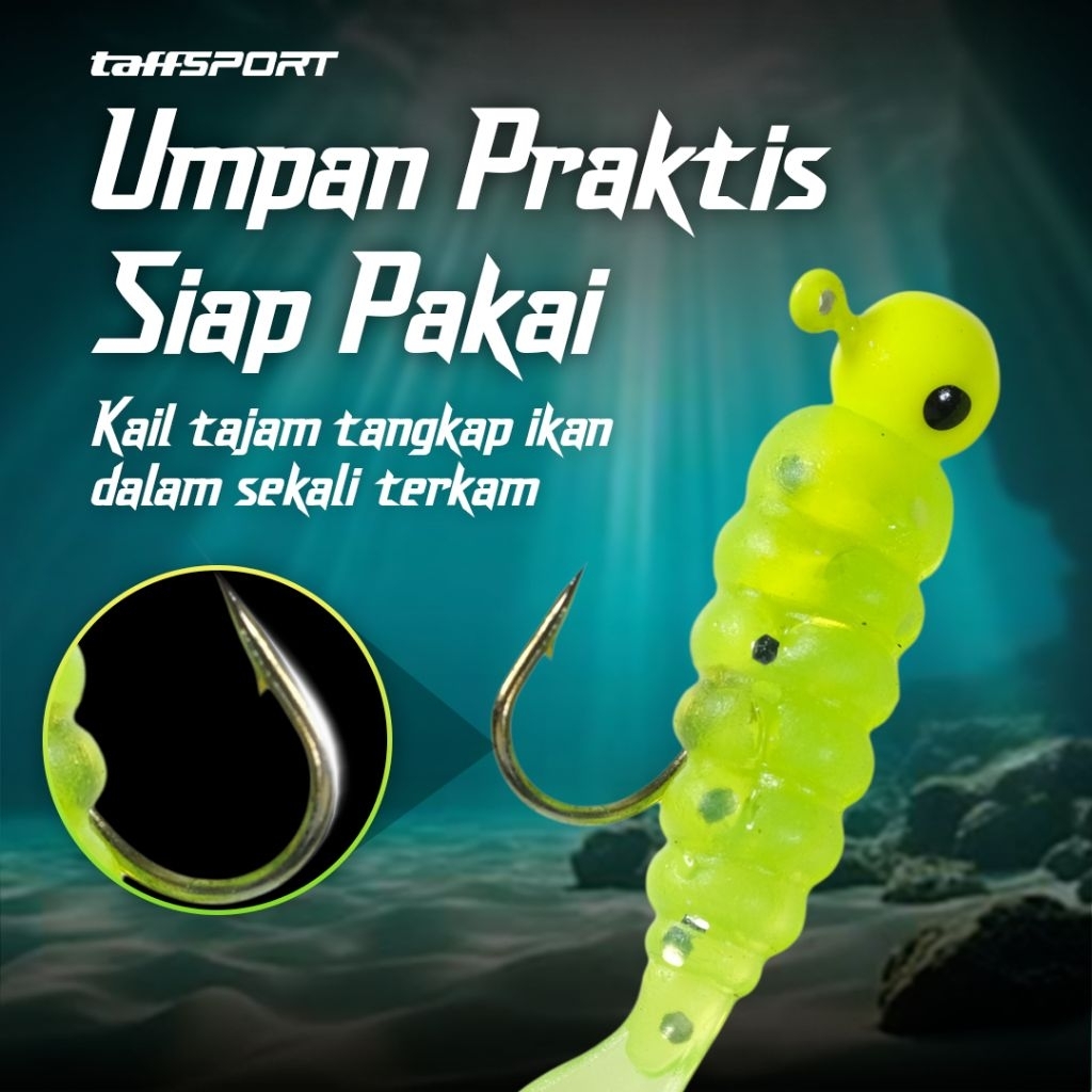 TaffSPORT Umpan Pancing Cacing Soft Bait Fishing Lure