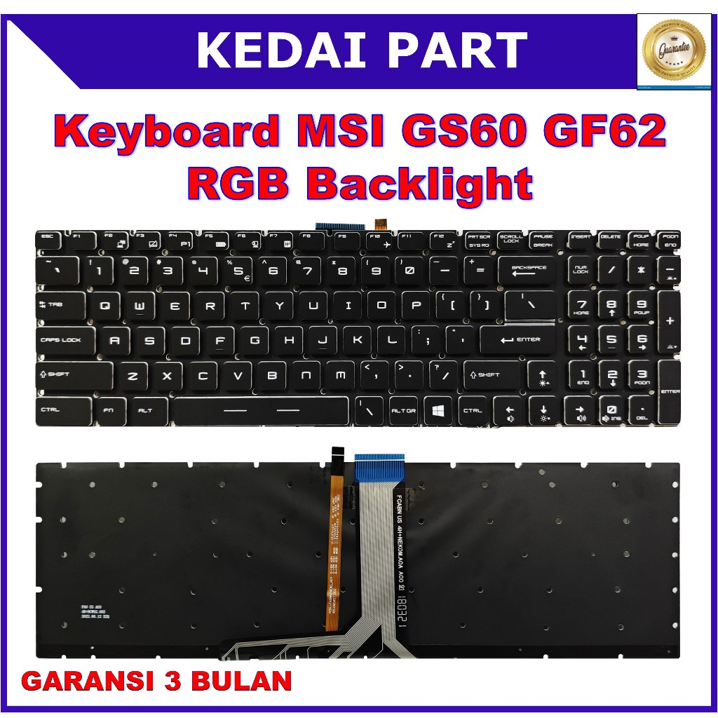 Keyboard MSI GF62 GF65 GF75 GL63 GL65 GL73 GL75 GP63 RGB Backlight