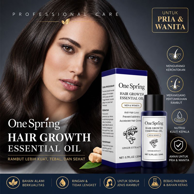 One Spring Hair Serum 55ml – Serum Rambut Nutrisi Alami Meningkatkan Pertumbuhan, Memperbaiki Kerusa