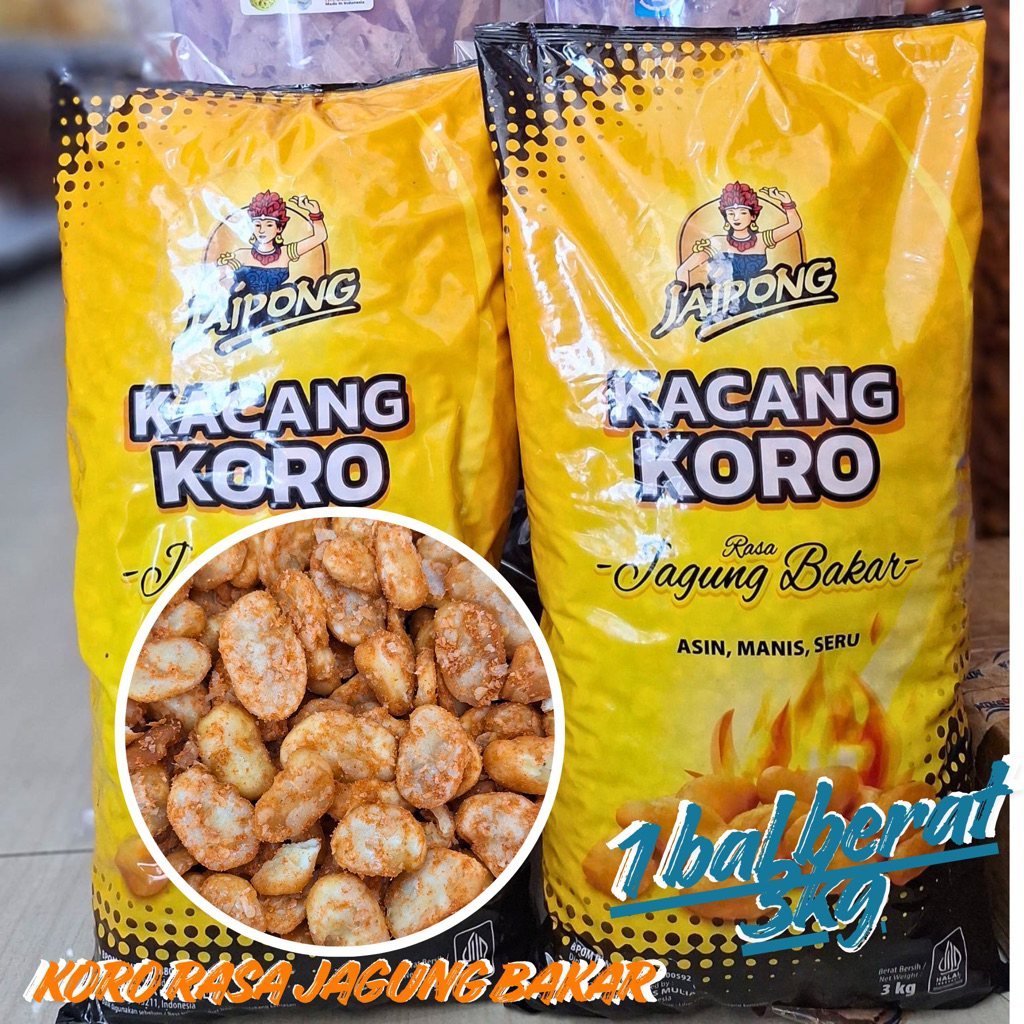 JAIPONG KACANG KORO JAGUNG BAKAR BAL 3KG ALMA.SNACK