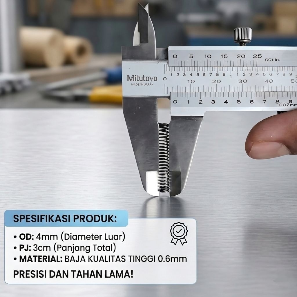 Per pegas Tekan OD 4mm Pj 3cm Baja 0.6mm