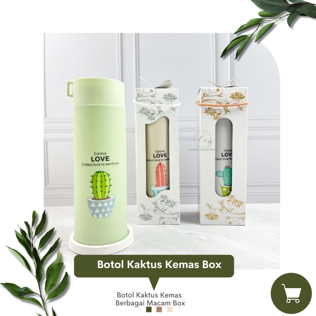( 10 pcs ) Botol Tumbler Kaktus Kaca Kemasan Box