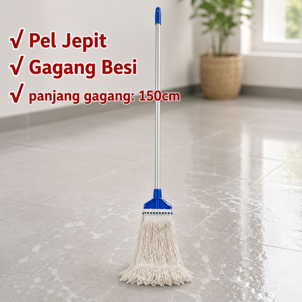 Pel Lantai jepit Gagang Alumunium/ Clip Mop Pel Jepit Gagang Alumunium 150cm