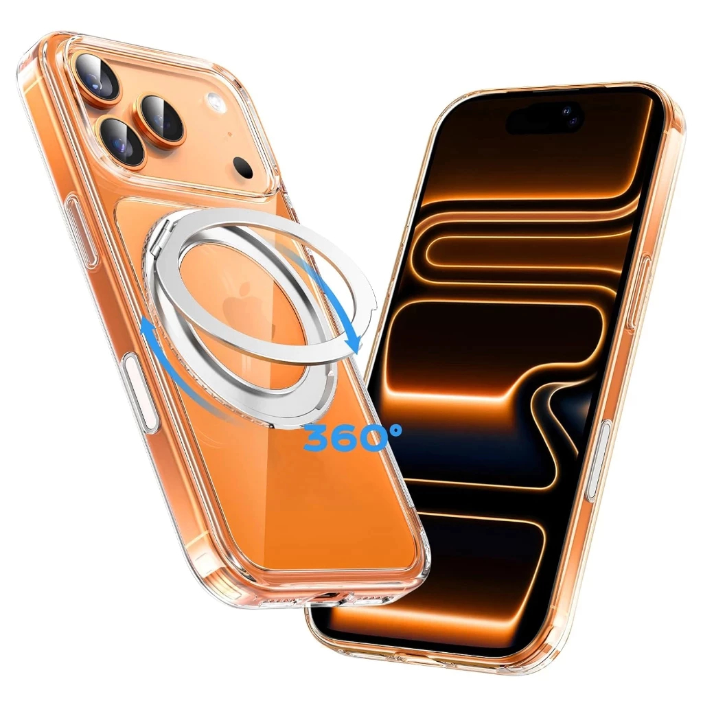 hardcase clear magsafe + stand ring 360 [ iphone 17 / 17 pro / 17 promax ] case standing magnetic
