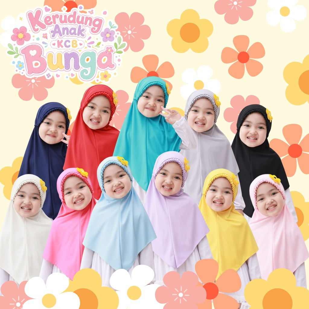 Kerudung Anak TK/Kerudung Anak SD/HIJAB ANAK KCB FLANEL BUNGA/Hijab Anak Apna.store Cocok Untuk Seko