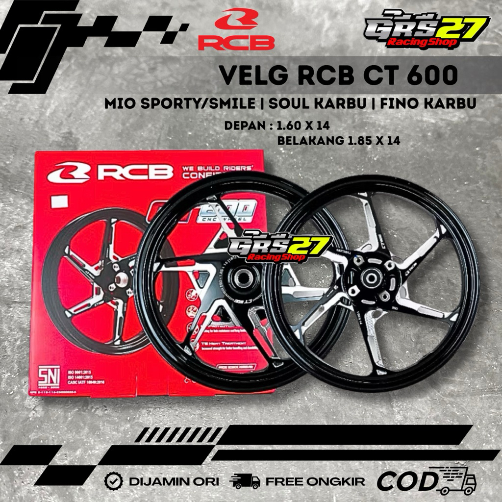 VELG RCB CT 600 MIO SPORTY/SMILE SOUL KARBU FINO KARBU UKURAN 160/185-14 RING 14 VELG RACING CNC CT6