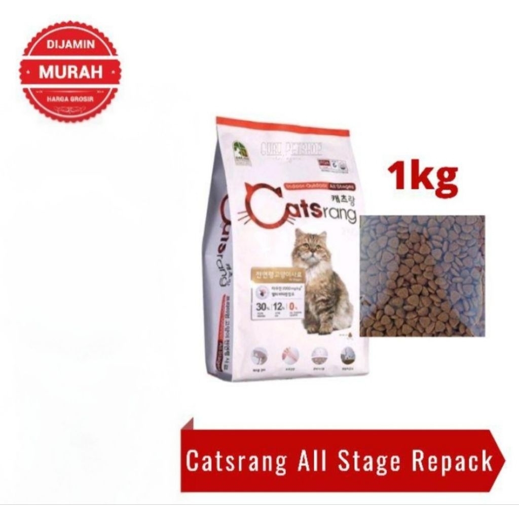 Makanan Kucing Catsrang All Stages 1kg - Taurine, Yucca Extract, Bebas Pewarna