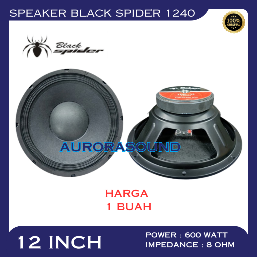 SPEAKER BLACK SPIDER 12 INCH 12INCH BLACKSPIDER 1240 / BS 1240 - BLACK FULL RANGE MID LOW
