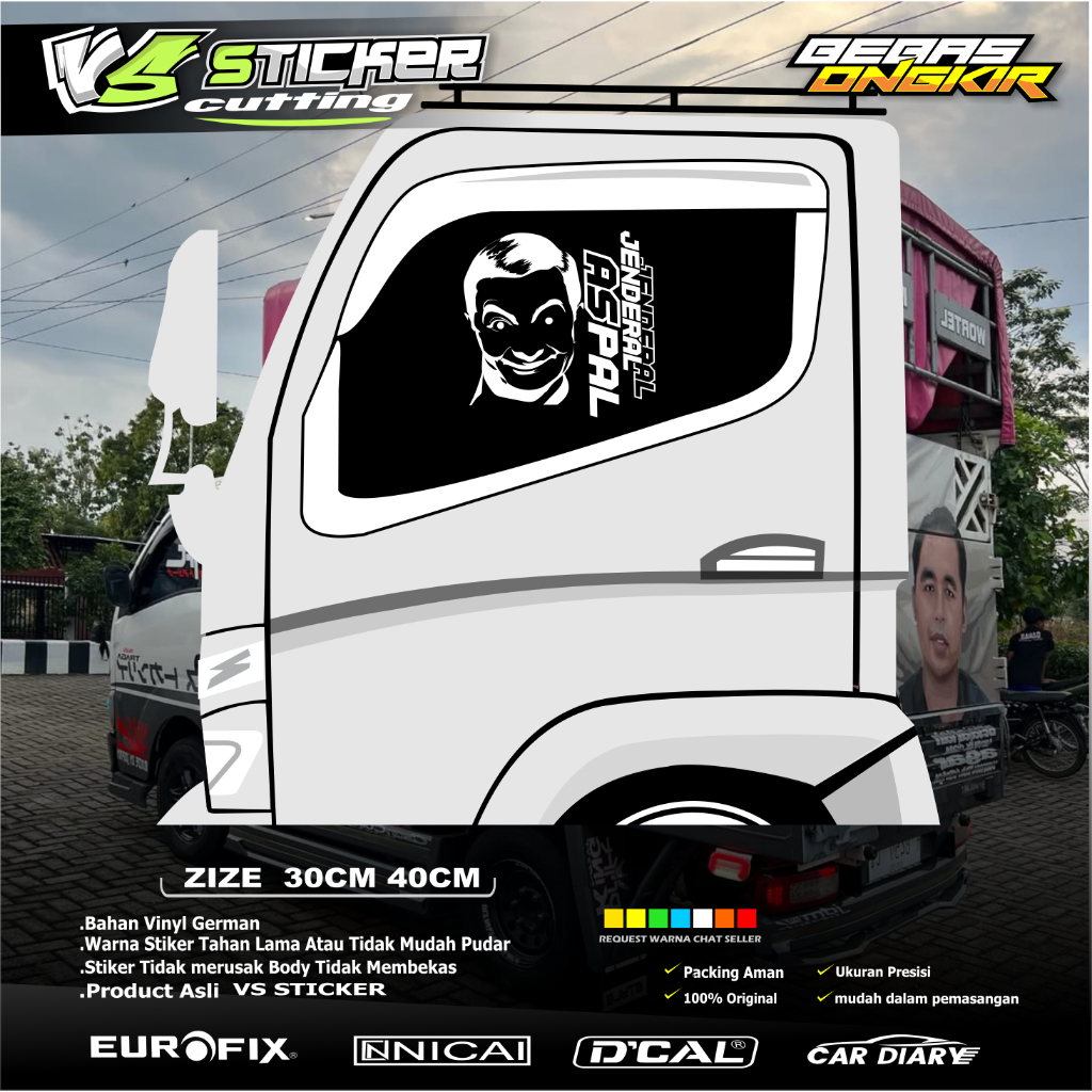 Stiker Cutting  Variasi kaca kabin motivasi untuk kaca pintu  Truk Mobil Canter Pick up tulisan JEND