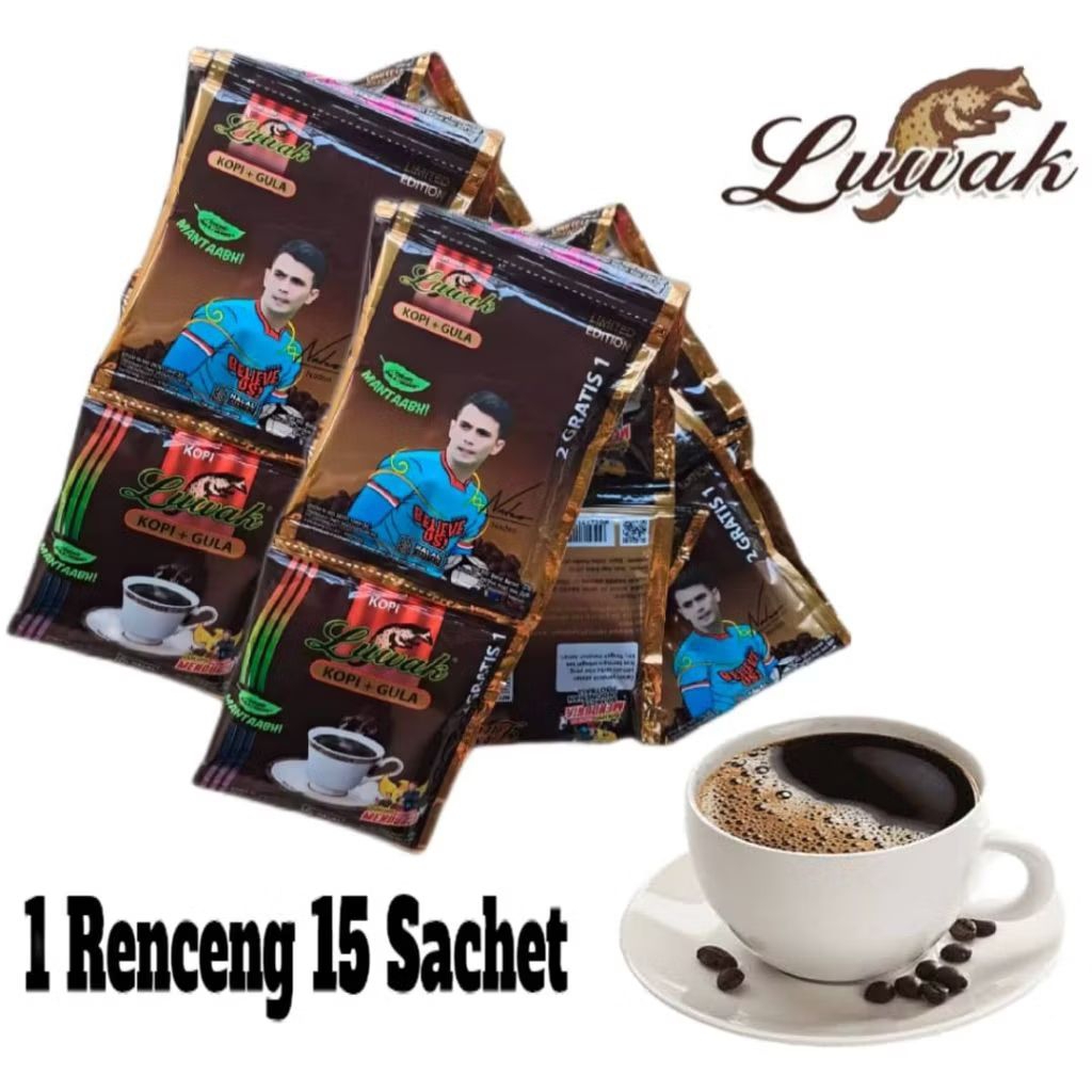 LUWAK HITAM KOPI + GULA ISI 15 SACHET X 23 GRAM / COFFEE