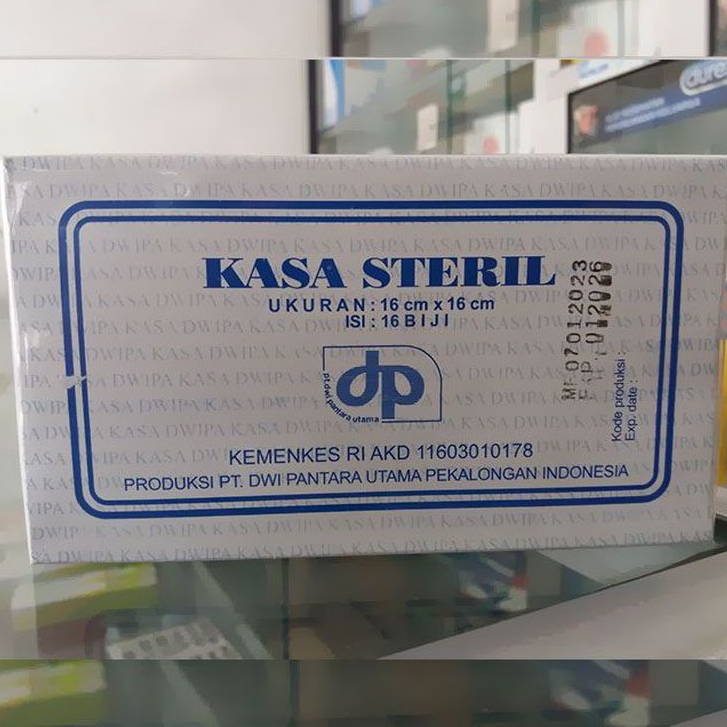 Kasa Steril 16cm x 16cm Dwipa isi 16 Lembar / Dwipa Verban Steril / Kasa Dwipa BIRU
