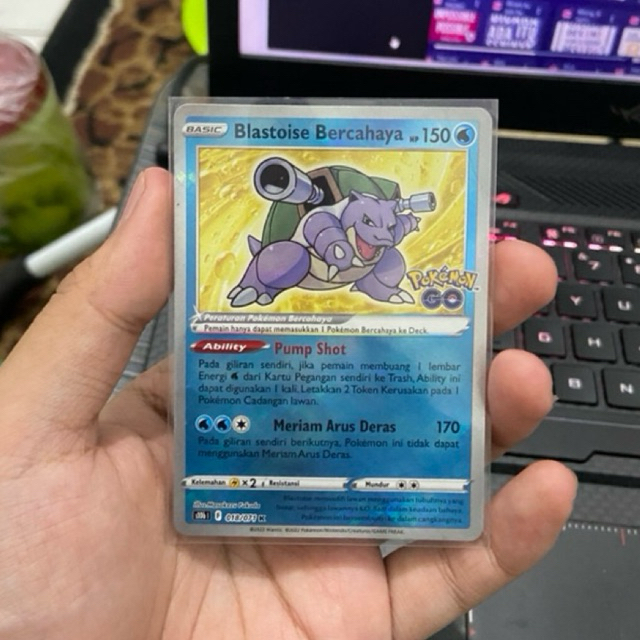 Kartu pokemon blastoise bercahaya 018/071 K S10b