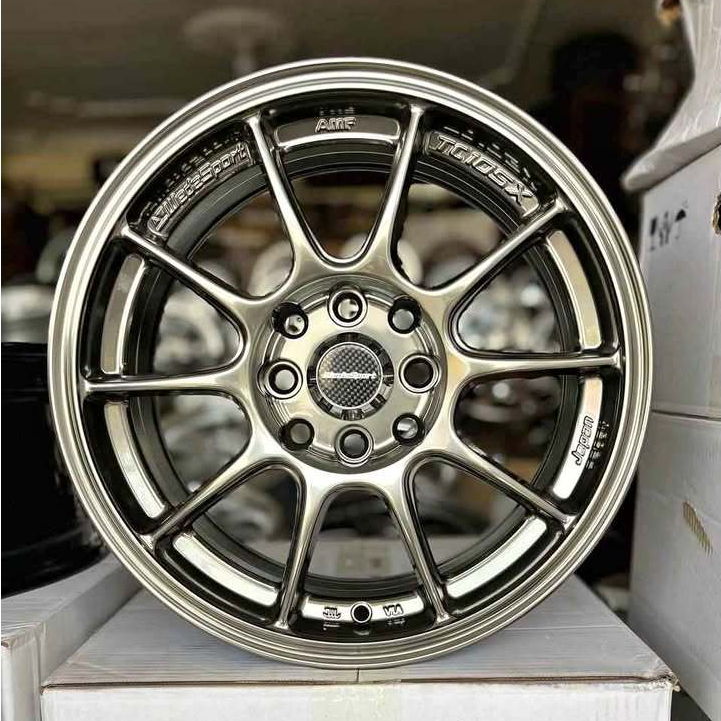 velg racing tc 105x ring 15 lebar 6,5 hyper black untuk brio agya sigra mobilio freed yaris city