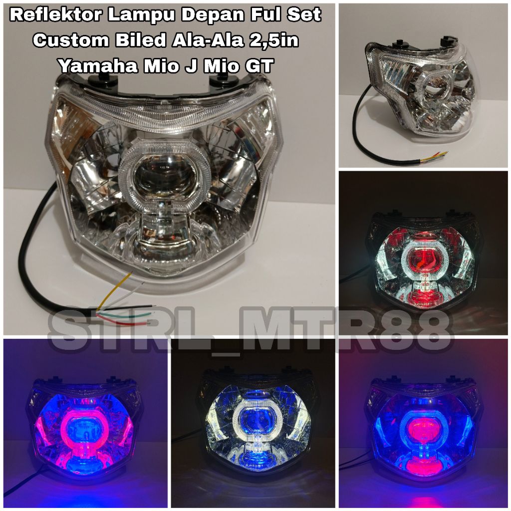 Reflektor Lampu Depan Full Set Biled 2,5in Motor Yamaha Mio J Mio Gt Headlamp Paket Biled Motor Mio 