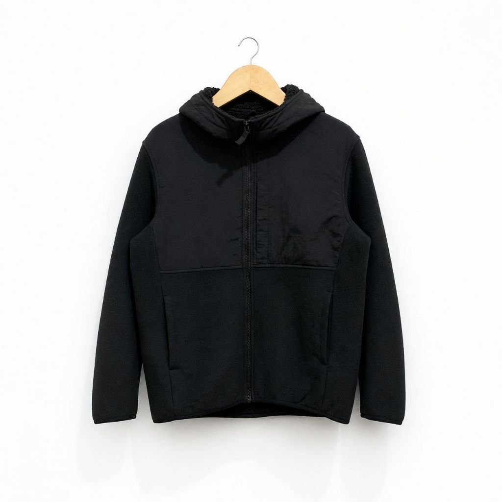 Jacket Outdoor Ziper Hoodie Uniqlo Sherpa Polar Softshell Original - M L