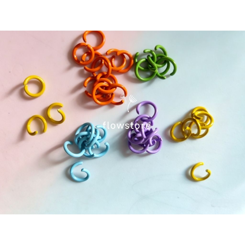 (50pcs) DIY lot cincin split jump ring penyambung konektor split bahan besi gantungan kunci