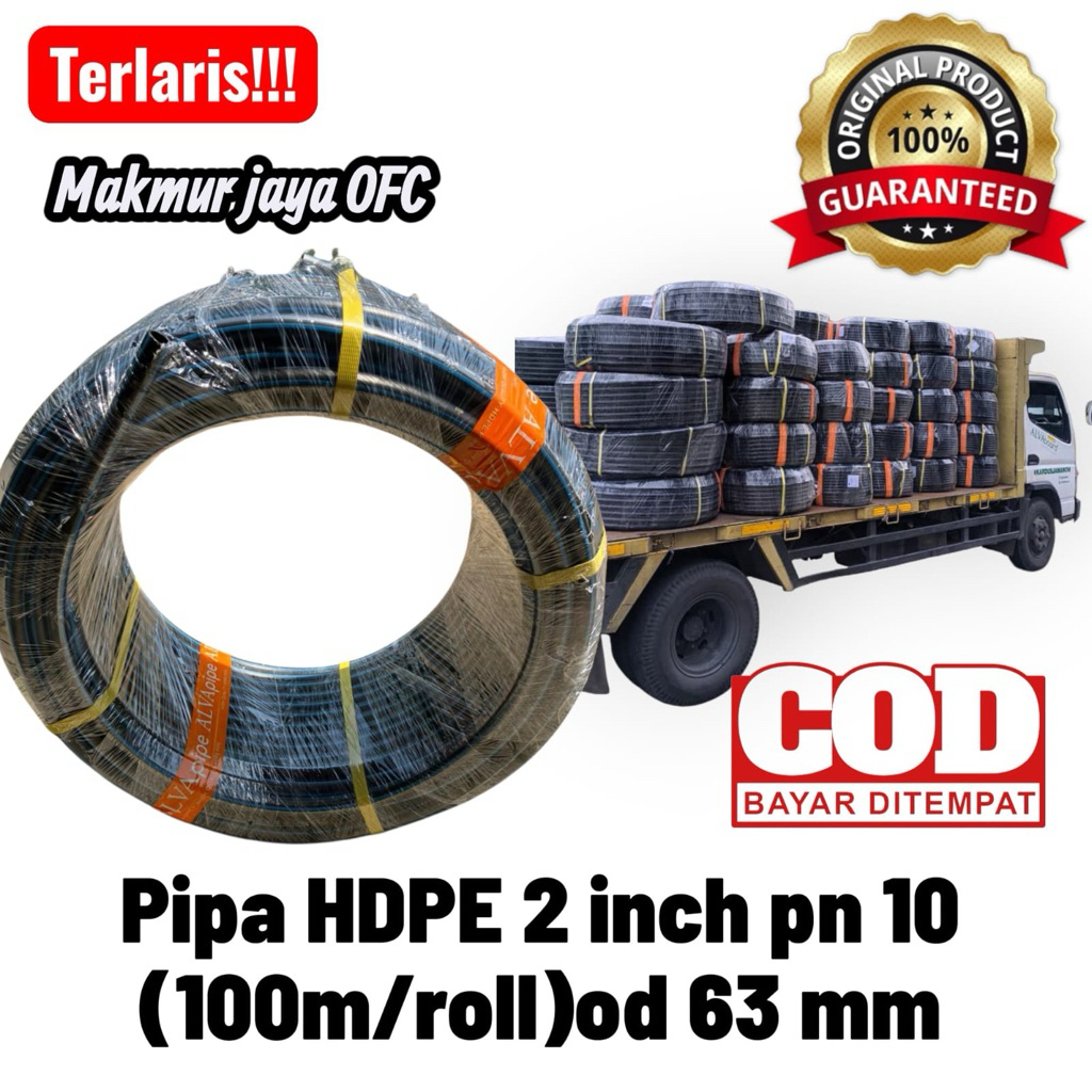 pipa air bersih hdpe 2 inch pn 10(100m/roll)