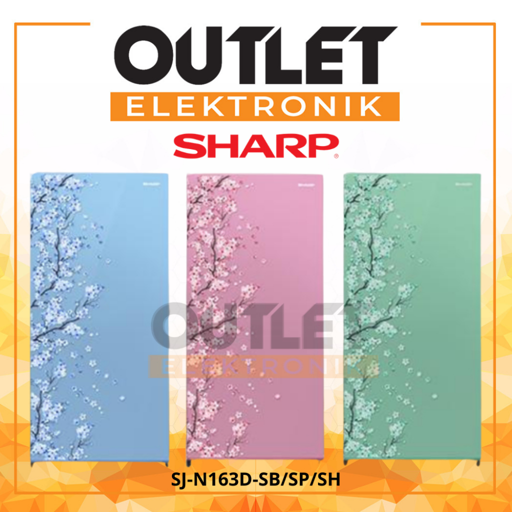 Sharp Kulkas 1 Pintu 133L/128L SJ-N163D-SH/SP/SB / SJN 162 DSP DSB DSH / SJN163D Green/Pink/Blue Aur