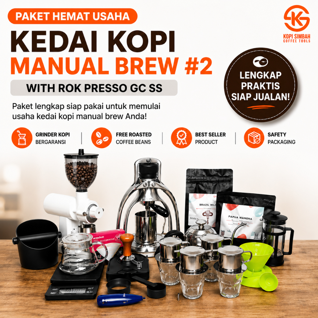 Paket Usaha KEDAI KOPI MANUAL BREW 2 Espresso Coffee Maker ROK Presso Stainless Alat Seduh Pembuat