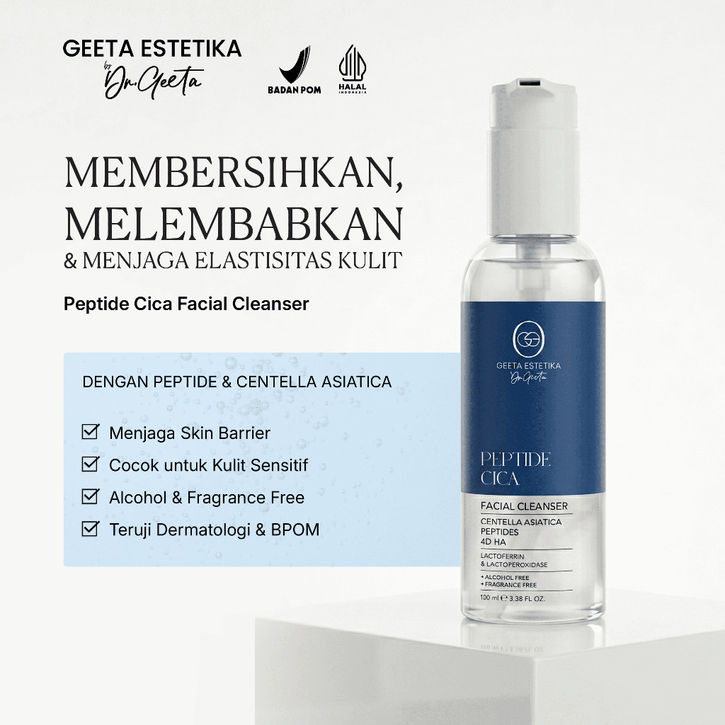 GEETA ESTETIKA By Dr Geeta Peptide Cica Facial Cleanser 100ml | Facial Wash Lembut untuk Kulit Sensi