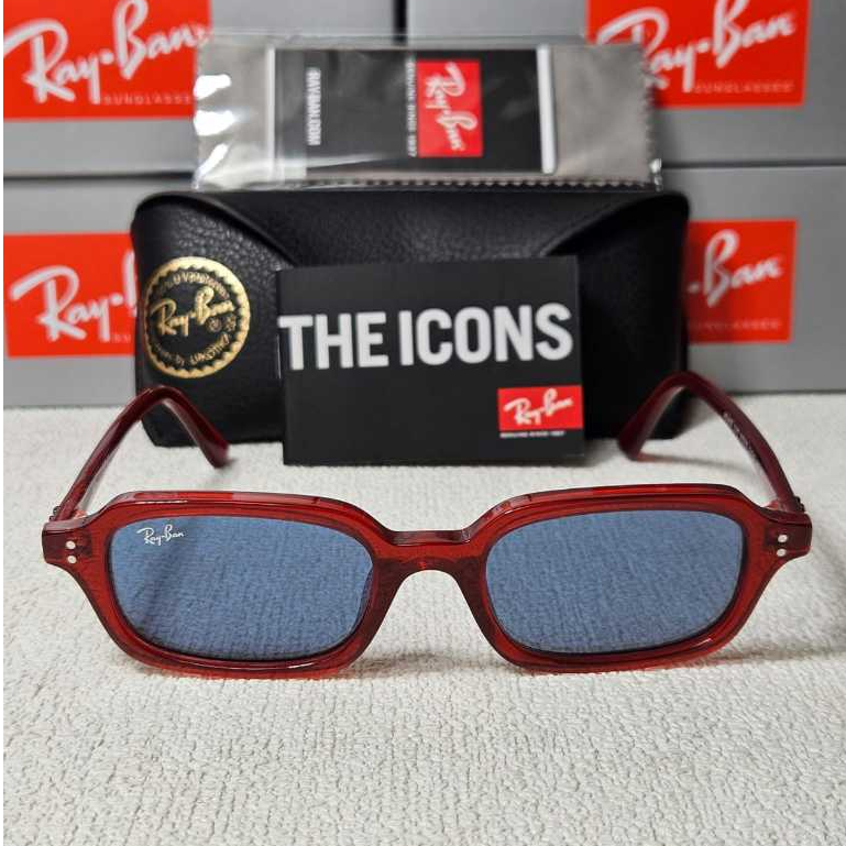 Kacamata Rayban Zuri Bio Based RB4455 6809/80 52-19 Red Lens Blue Original