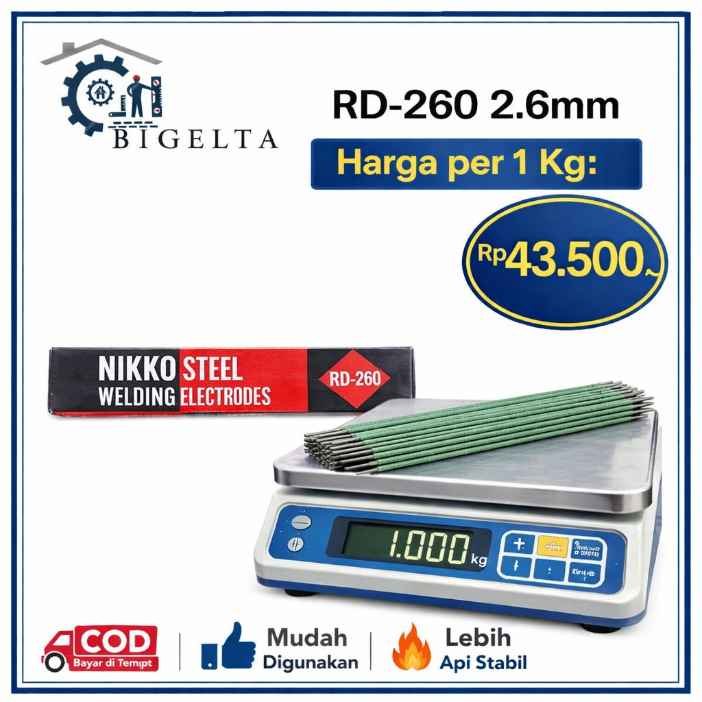 KAWAT LAS LISTRIK NIKKO 1 KG RD 260 2.6 mm / kawat las listrik  eceran