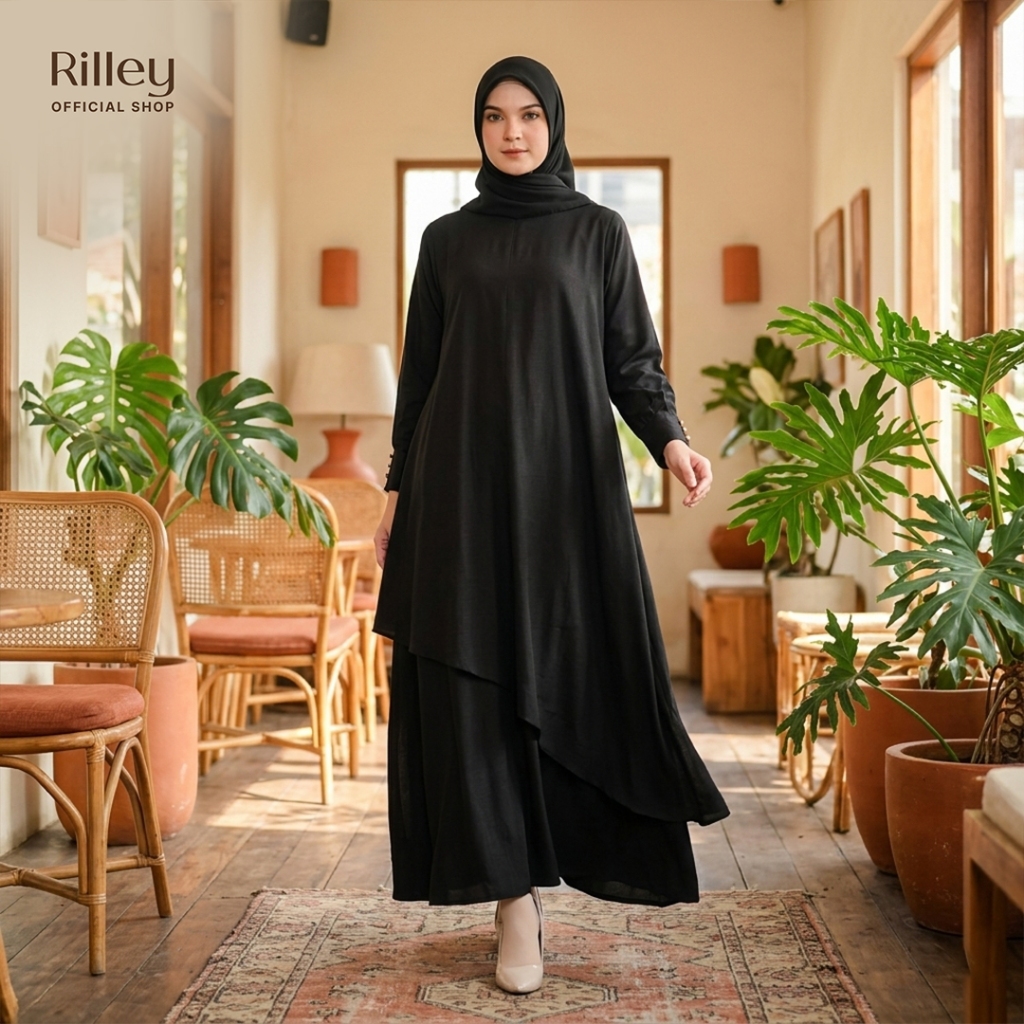 RILLEY - Gamis Rayon Mirava | Gamis Wanita Polos Bahan Adem Rayon Cotton