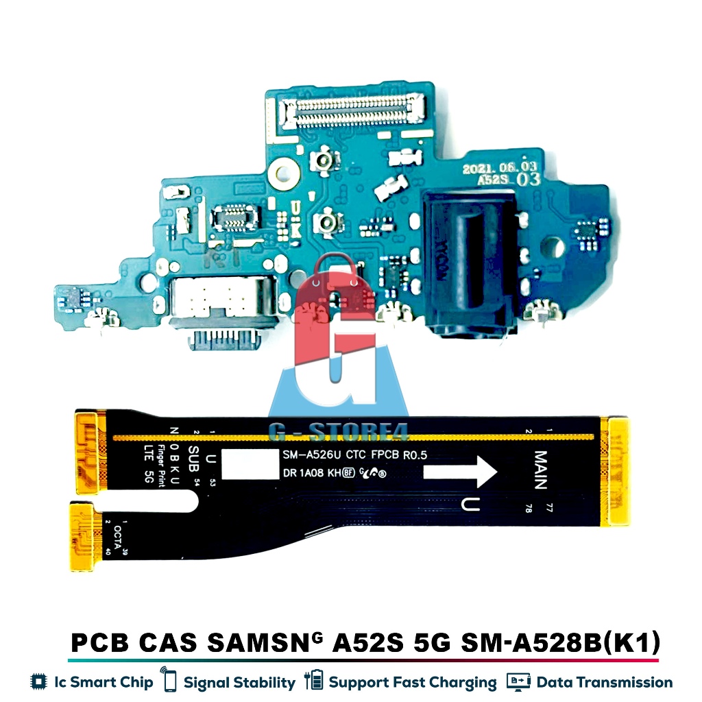 FLEKSIBEL PCB CAS SAMSUNG / PAPAN CAS CONNECTOR CHARGER SAMSUNG A52 SM-A526B ORIGINAL