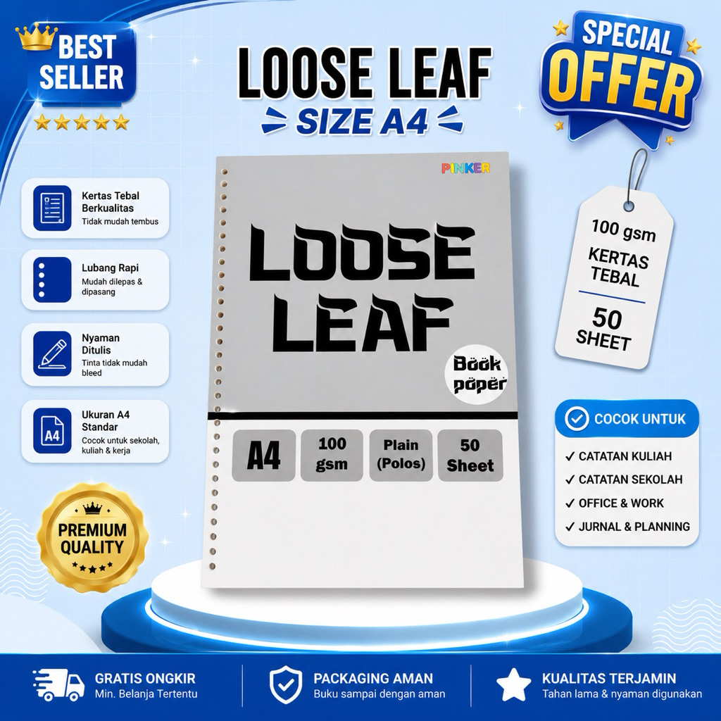 A4 Bookpaper Loose Leaf - POLOS Bookpaper 90gsm by pinkershop