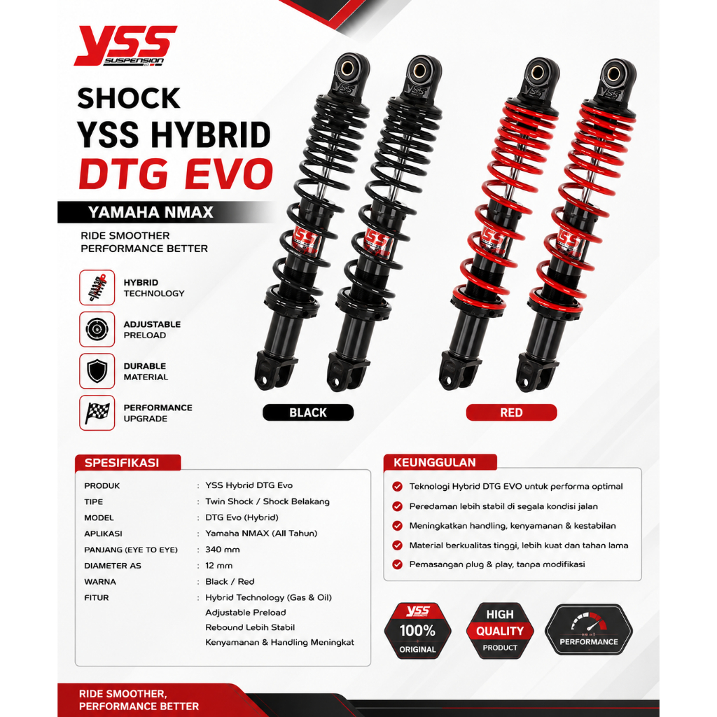 SHOCK YSS HYBRID DTG EVO YAMAHA NMAX