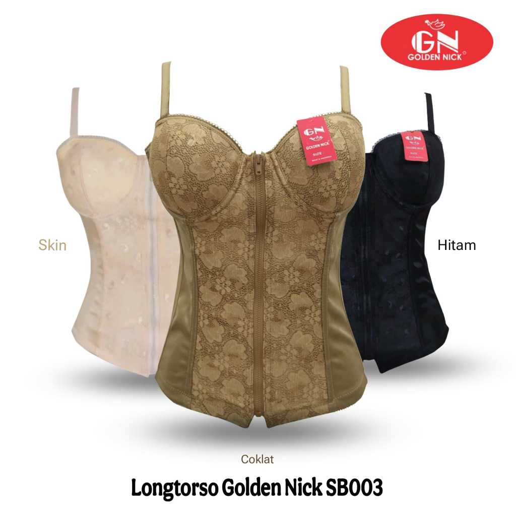 Longtorso premium korset wanita golden nick resleting depan bra full cup simles daleman kebaya
