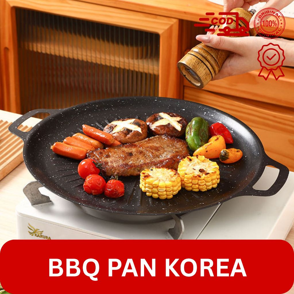 BMW - BBQ Pan Korea /Panggangan BBQ Bulat /Grill Pan Anti Lengket Alat Panggangan BBQ Grill Pan Kore