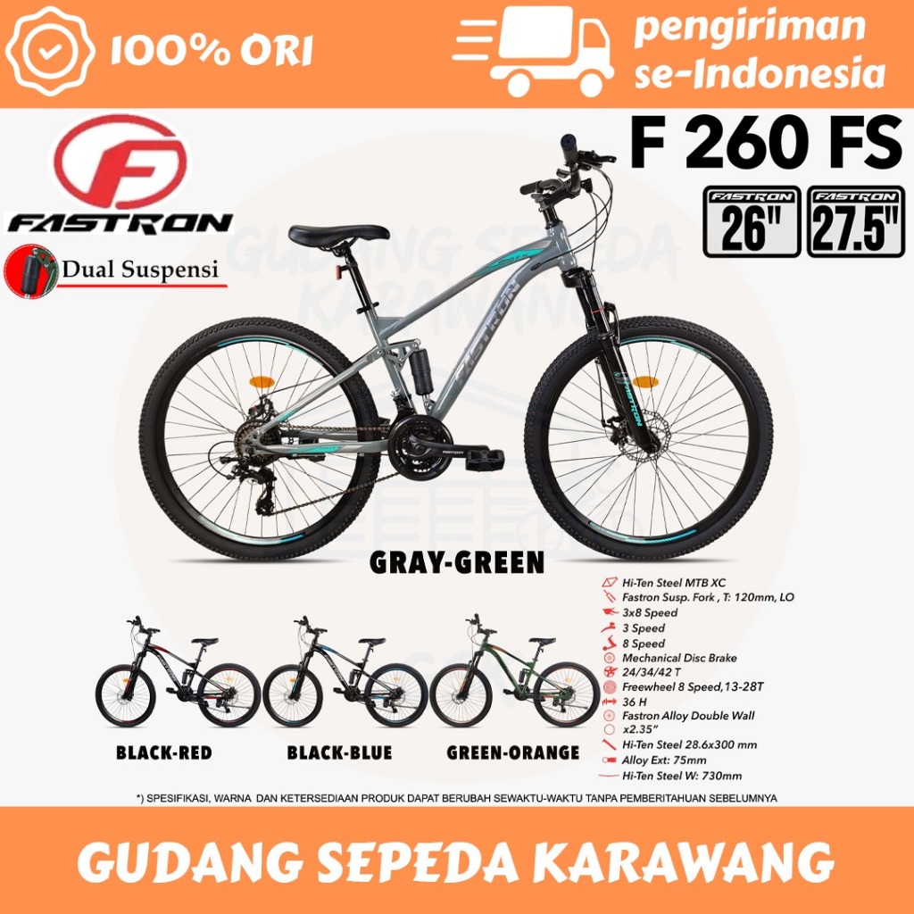Sepeda Gunung MTB 26 27,5 FASTRON F 260 FS FULL SUSPENSION FORK DEPAN LOCKOUT