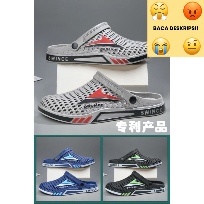 Sandal Selop Pria Jaring Full Karet Slop Simple Cowok Dewasa Impor MGR Mokaya Balance (3885) /Size 4