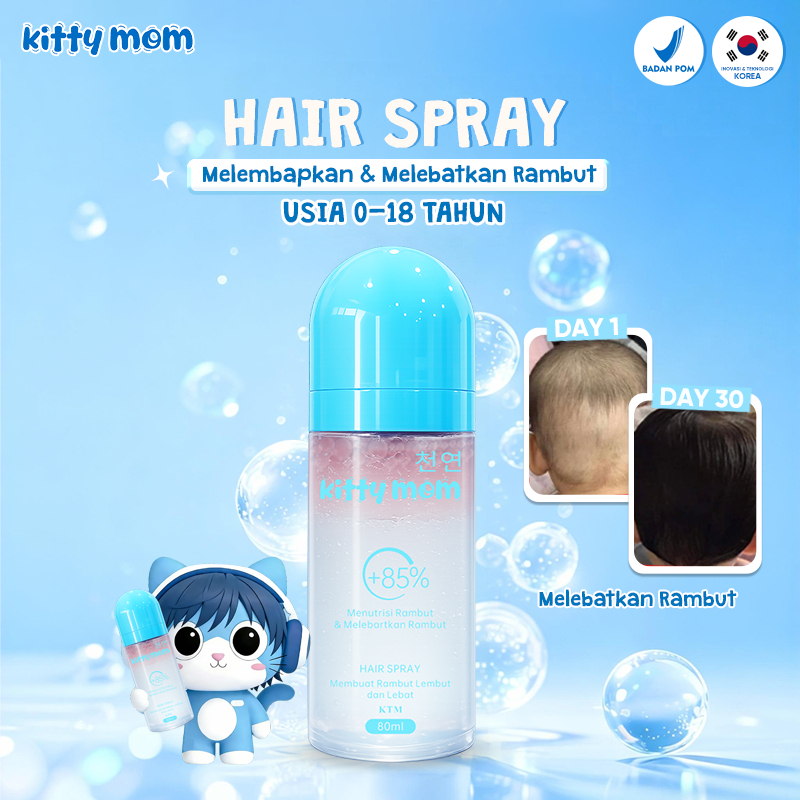 Kitty Mom Kids Baby Hair Lotion Spray | Hair Care Anak Vitamin Rambut 5x Pure Keratin & Rosehip Oil 