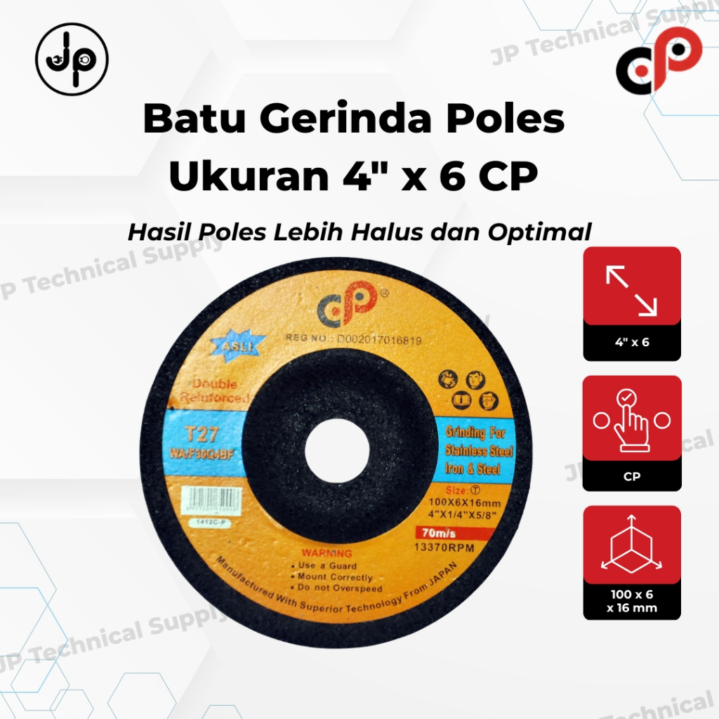 CP Batu Mata Gerinda Poles Bulat Ukuran 4" x 6"  | Cutting Grinding Wheel Besi Amplas Gurinda Duduk