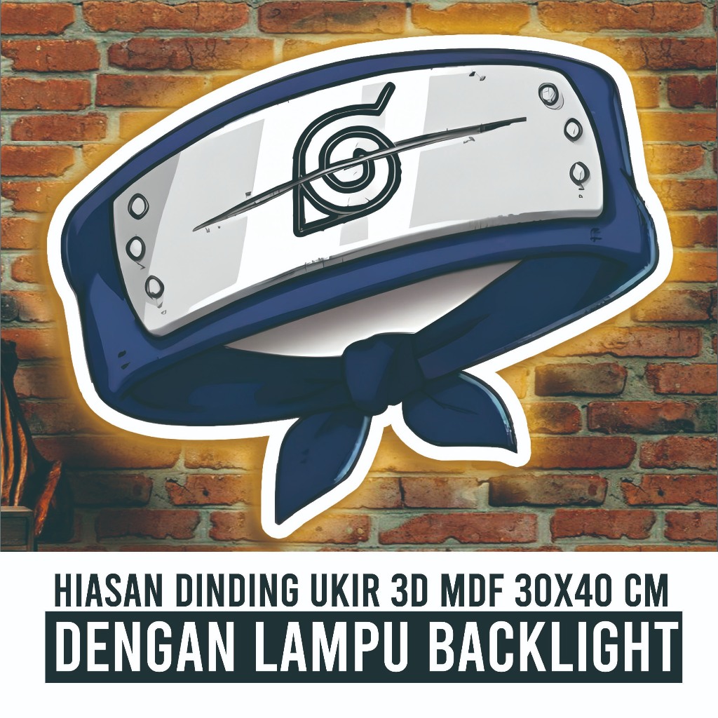 Hiasan Dinding Ukir 3D MDF 20x40cm Karakter Anime Naruto Dengan Lampu Backlight