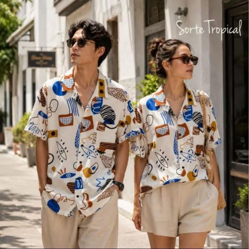 kemeja Hawaii unisex rayon premium pantai