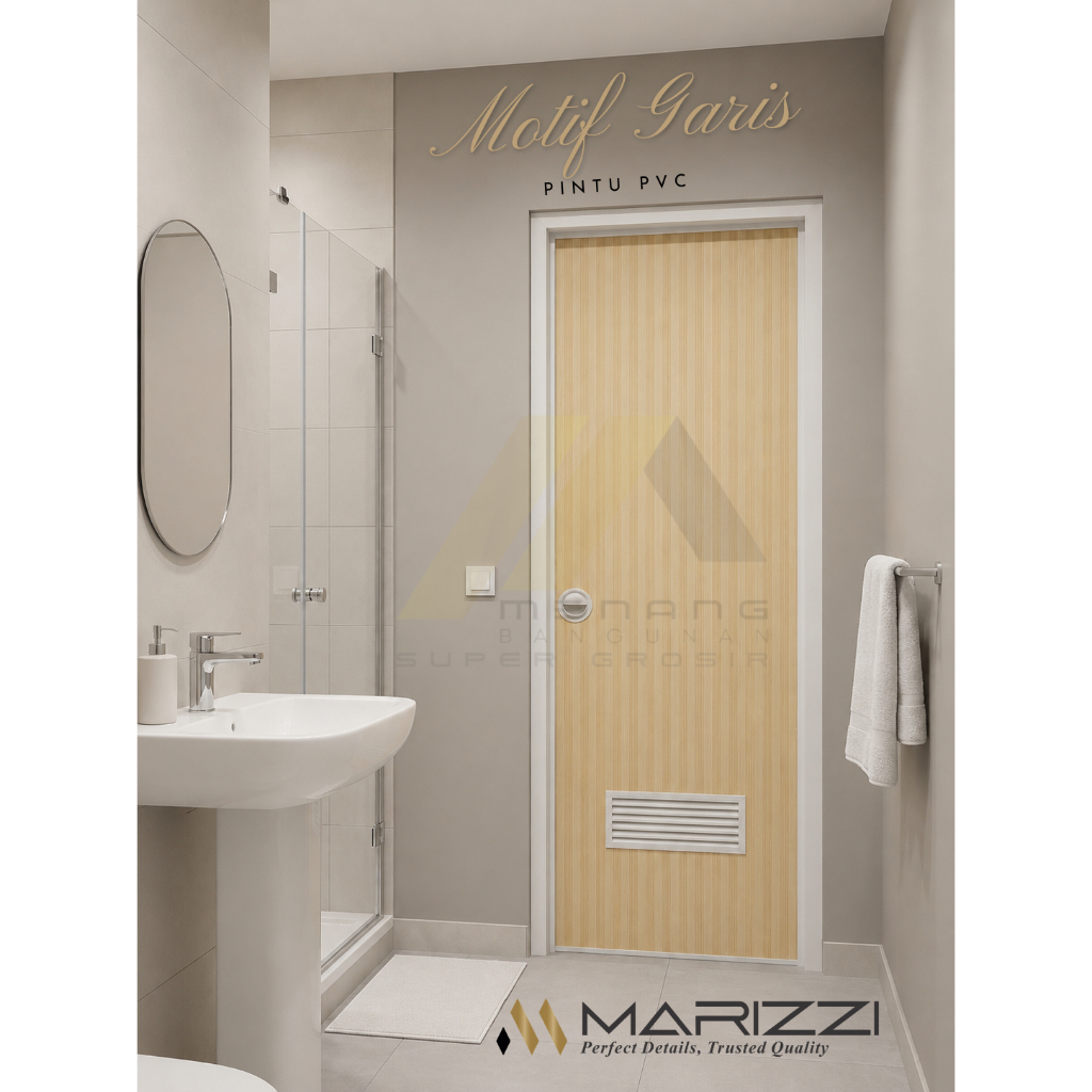 PINTU PVC MARIZZI MOTIF GARIS – Pintu Kamar Mandi Premium Lengkap Set