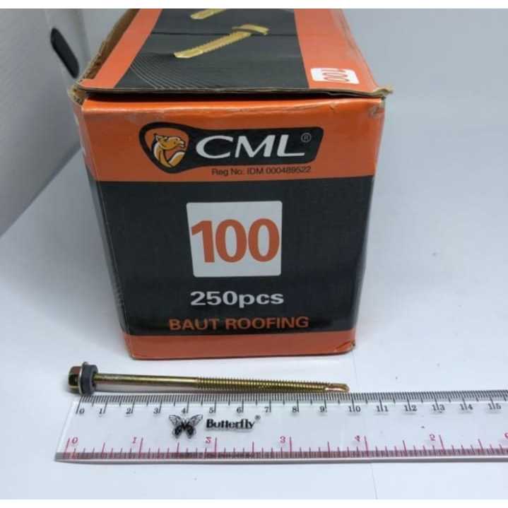SAB 1 PCS / 1 Buah -  100mm Baut Sekrup Roofing / Baut Sekrup Baja Ringan Kuning 100 mm / 10cm *MURA