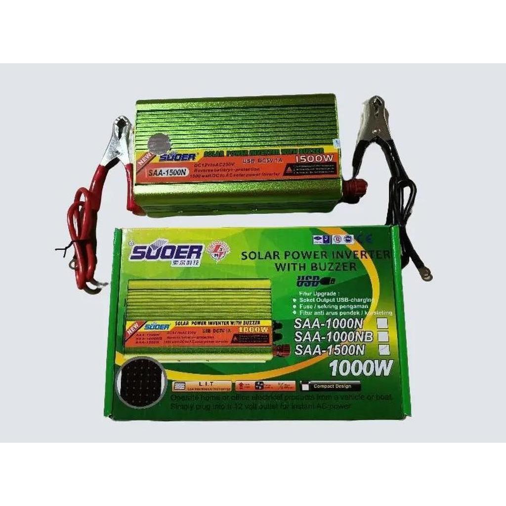 Solar Power Inverter SUOER DC to AC 1500 Watt Perubah DC 12V ke AC PLN 220V Original TERBAIK